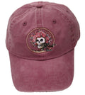 Skull & Roses (Bertha) Embroidered Cap — Maroon