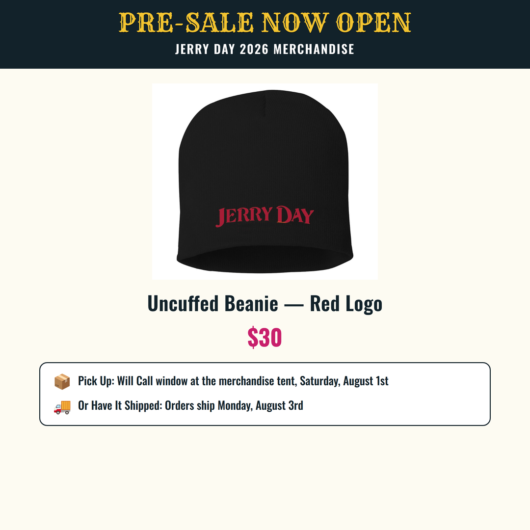 Jerry Day Uncuffed Beanie - Red Logo
