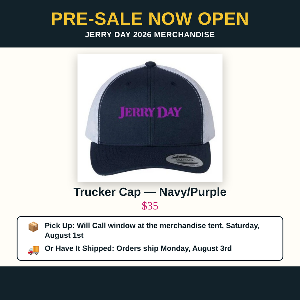 Jerry Day Retro Trucker Cap — Navy/Purple