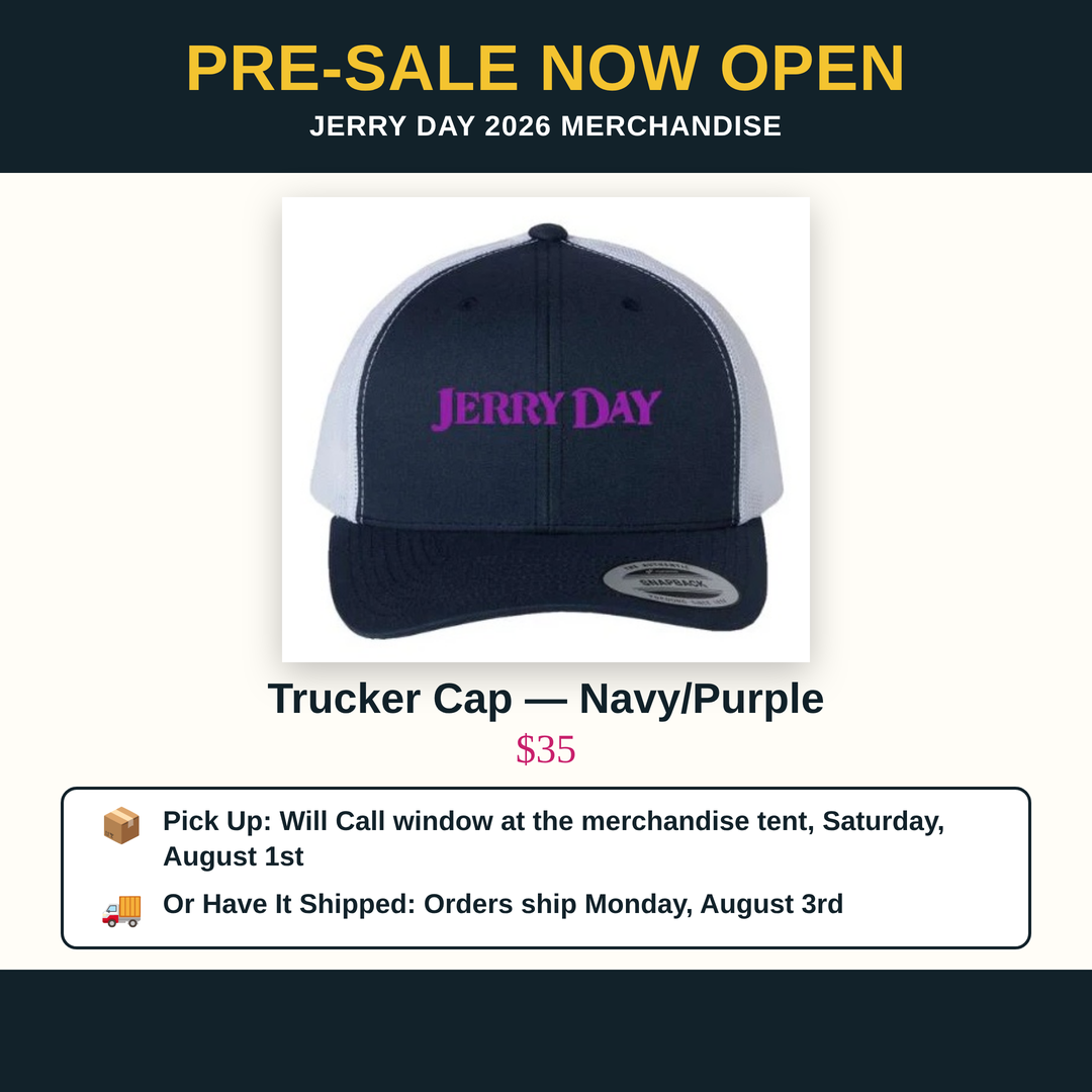 Jerry Day Retro Trucker Cap — Navy/Purple